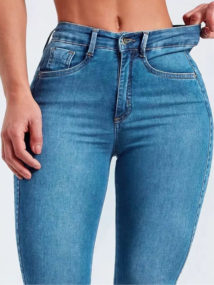 Jean skinny bleu taille haute pour femme – Image 5