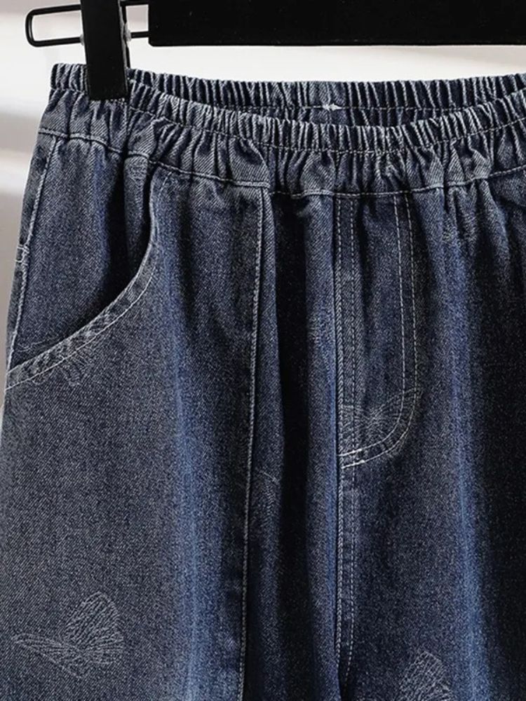 Jean ballon femme à taille élastique et motifs papillon – Image 4