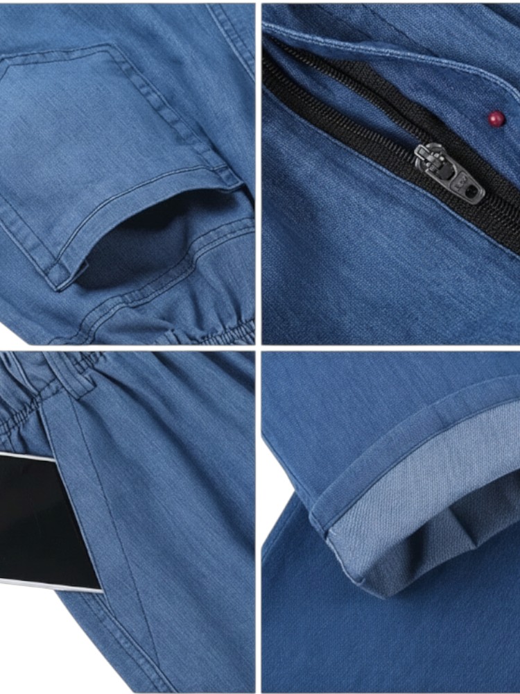 Jean taille élastique homme en coton coupe droite – Image 7