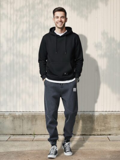 Jean taille élastique homme coupe jogger casual