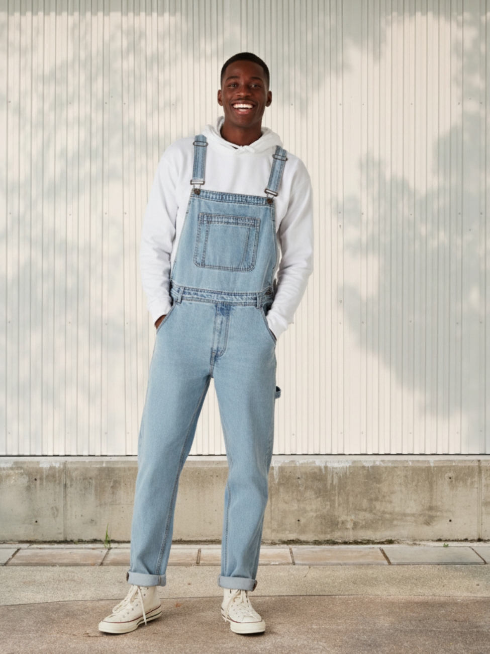 Salopette en jean bleu clair vintage pour homme