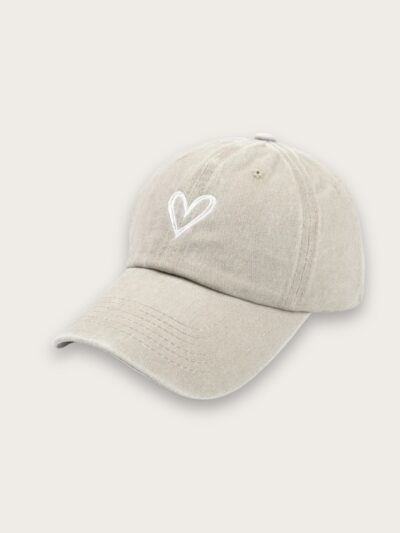 Casquette en jean femme avec cœur brodé blanc minimaliste
