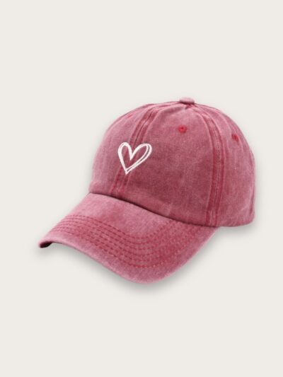 Casquette en jean femme avec cœur brodé blanc minimaliste